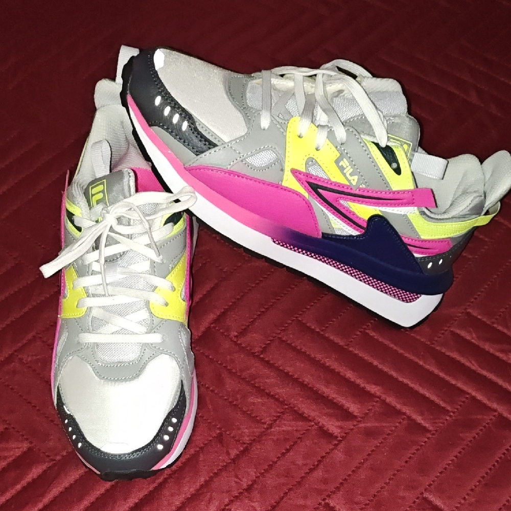 Fila Women's Sneakers - Pink, Yellow, and Gray